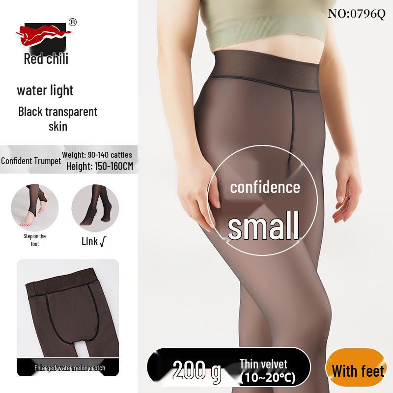 Red Pepper Sheer Black One-Piece Pants - Women's Autumn/Winter Bottoming Tights with Abdominal and Hip Support, Bare Leg Effect.