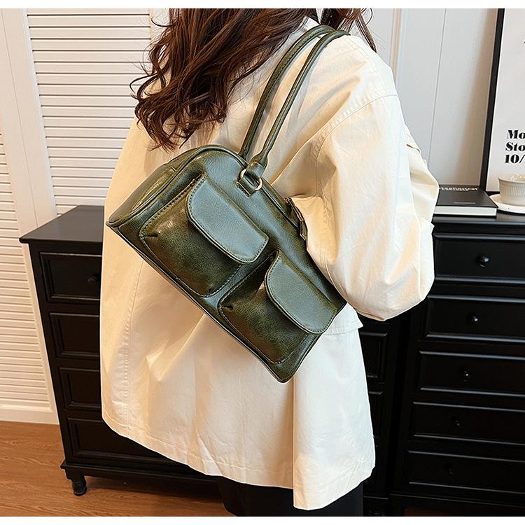 

Сумка в стиле ретро для женщин, новая высококачественная текстурная сумка-тоут, сумка на одно плечо, ниша, портативная дорожная сумка большой вместимости