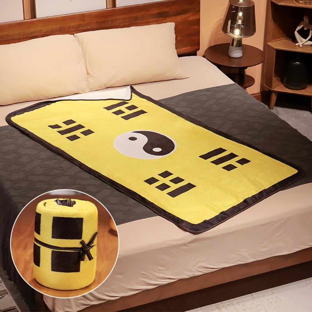 

Creative Fun Pattern Tai Chi Nap Blanket Coral Fleece Warm Shawl Blanket Cozy Soft Sofa Blankets Office Naps жовтий