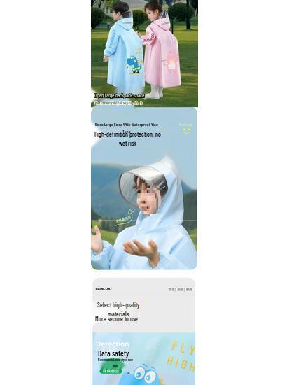 Children's Raincoat for Kindergarten & Primary School Students - Space 2025 Design with Backpack Compatibility