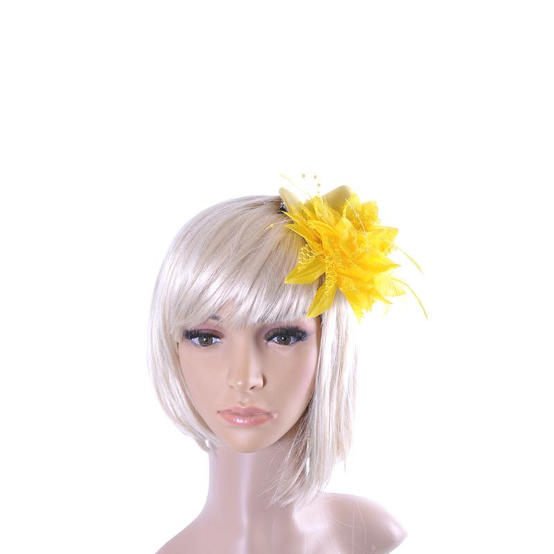 1Pc Flower Girl Children's Feather Fascinator Hat Hair Accessories Headwear Pearl Beaded Decor Hair Clips