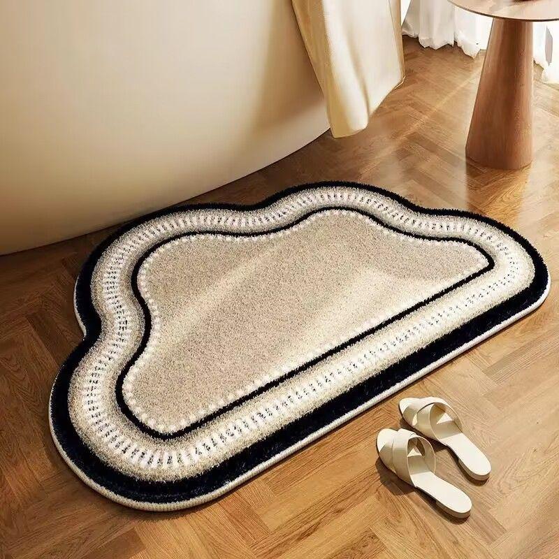 Oval Bathroom Carpet Quick Drying and Anti Slip Foot Pads Plush and Thick Large Carpet Entrance Bathroom Mat
