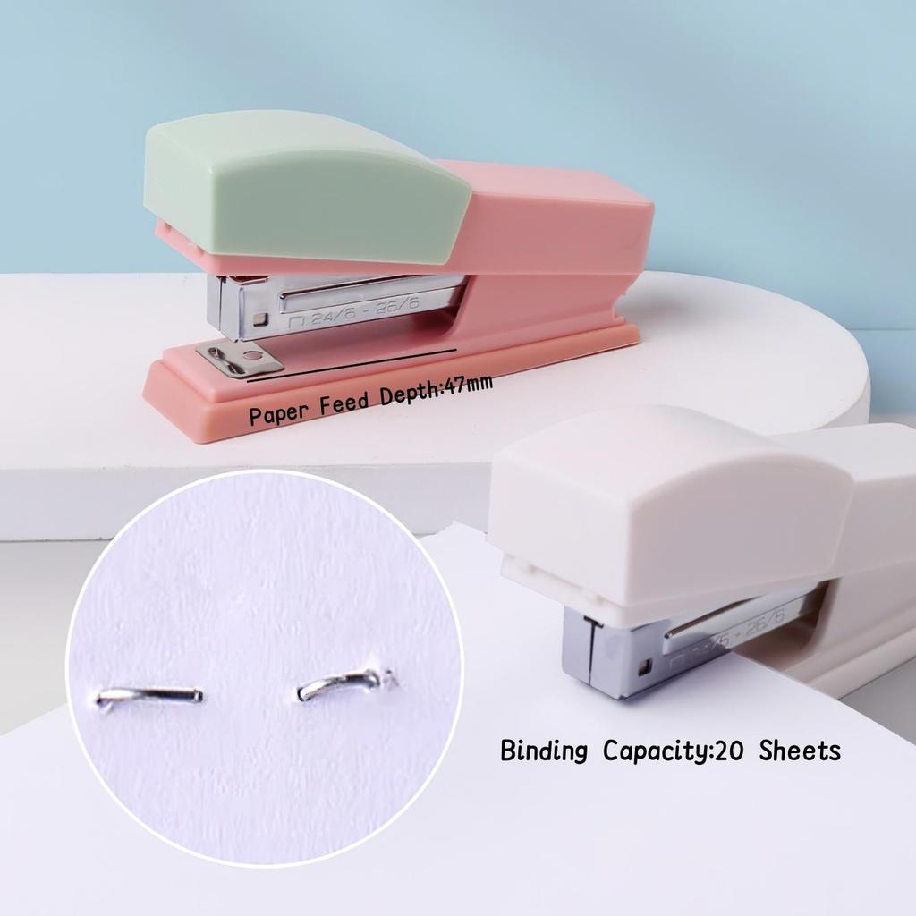 1PC Mini Swing Stand Stapler with Removable Note Clip Portable Desktop Stress Relief Stapling Machine for Office Binding