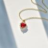 Titanium Steel Necklace Light Luxury Design High-Grade Red Zircon Peach Heart Simple And Versatile Model
