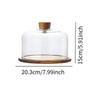 Cake Display Server Tablet Stand with Dome Plate Glass Dessert Wood Serving Shell for