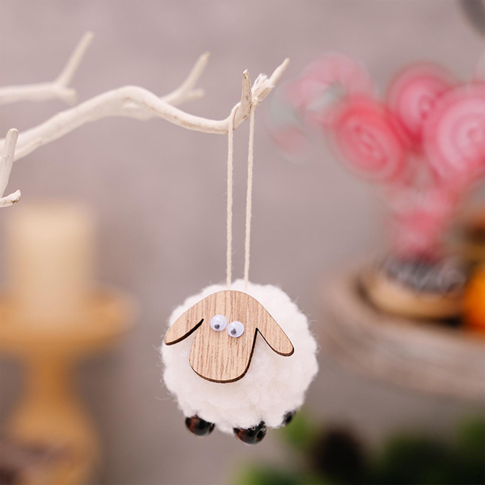 

Christmas Lamb Ornament Decoration Lovely Wooly Sheep Hanging for Home Holiday білий