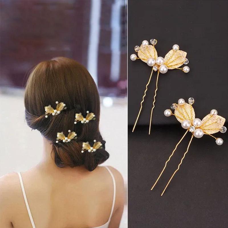 Strassblumen-Haarkamm in U-Form für koreanische Hochsteckfrisuren