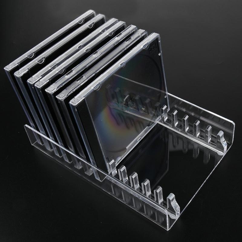 Clear Acrylic CDs Holder, Desktop Organizers Rack for 12 Standard CDs Case, Slip Resistant Base