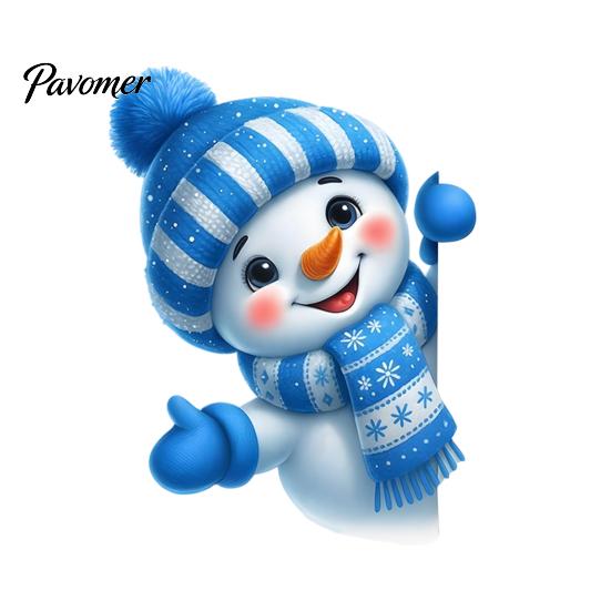 Removable Wall Sticker Cute Snowman Switch Sticker, Self-Adhesive PVC Decorative Decal, Blue And Holiday Socket Panel Cover White Winter Theme Art for
