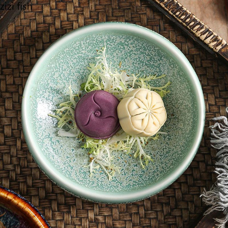 Kiln Changes Vintage Ceramic Deep Plate Restaurant Salad Dish Thick Soup Plate Dessert Dish Molecular Cooking Creative Tableware