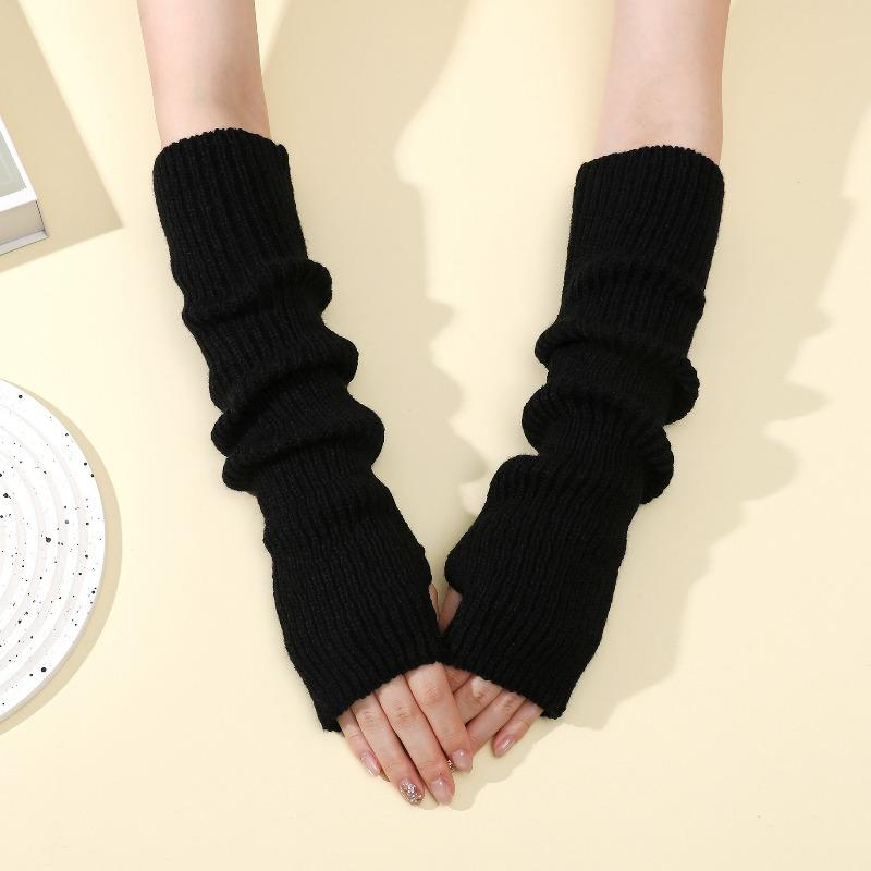Botvotee Arm Warmers Free Shipping Sleeves for Women Y2k Accessories Knit Warm Winter Extend Sleeves Fingerless Gloves Black