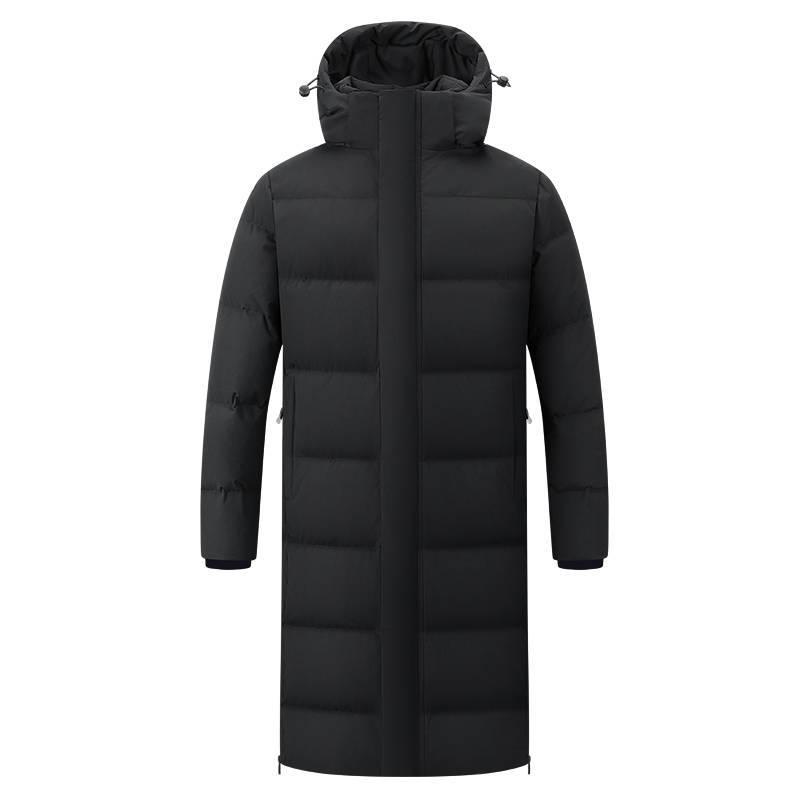 Men's Long Sports Down Coat - Over-the-Knee Winter Jacket for Students