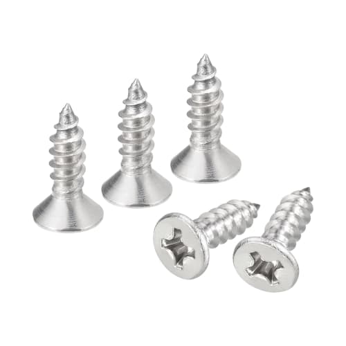 uxcell #6x12mm Flat Head Phillips Self-Tapping Wood Screws, 304 Stainless Steel, Countersunk Head, for Woodworking, 50 Pieces