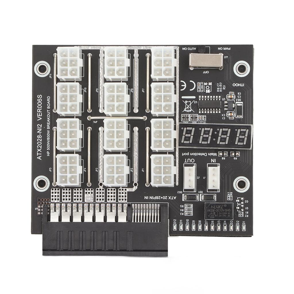 Mining GPU Breakout Board 12 Port 6Pin LED Voltage Display 2200Watts 12V Power Module 800W PSU