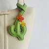 Handmade Leather Keychain In the Shape of a Cute Cactus for Bag or Car