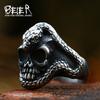 BEIER 2022 Neues Design Edelstahl Totenkopf Schlangenring Punk Gothic Biker Schmuck für Männer Großhandel Geschenk Dropshipping