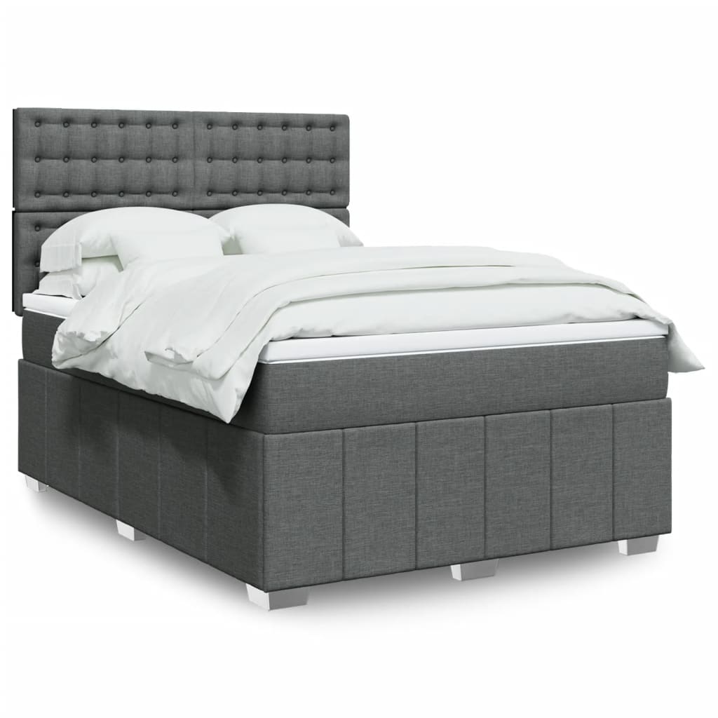 Vidaxl Kontinentalbett Mit Matratze, Dunkelgrauer Stoff 140X200 Cm