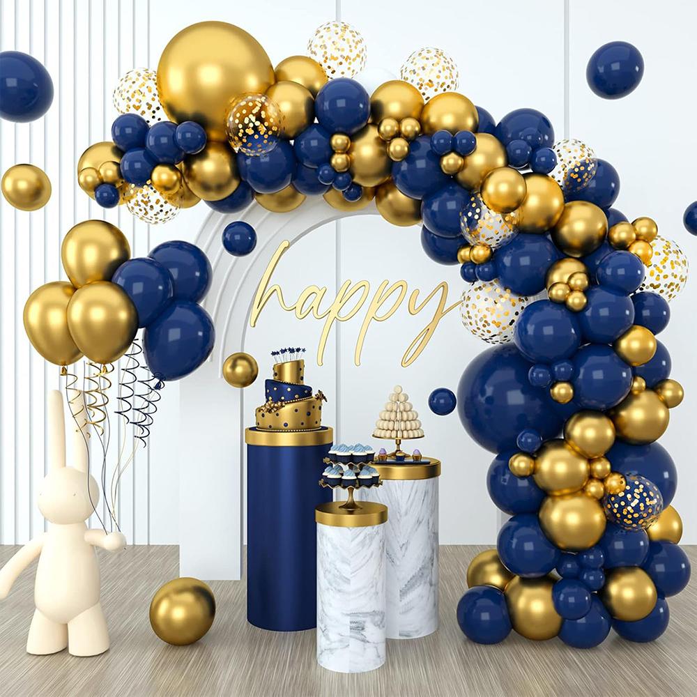 Navy Blue Balloons Garland Kit Blue Gold Confetti Balloon Arch Graduation Baby Shower Wedding Birthday Party Decoration Globos