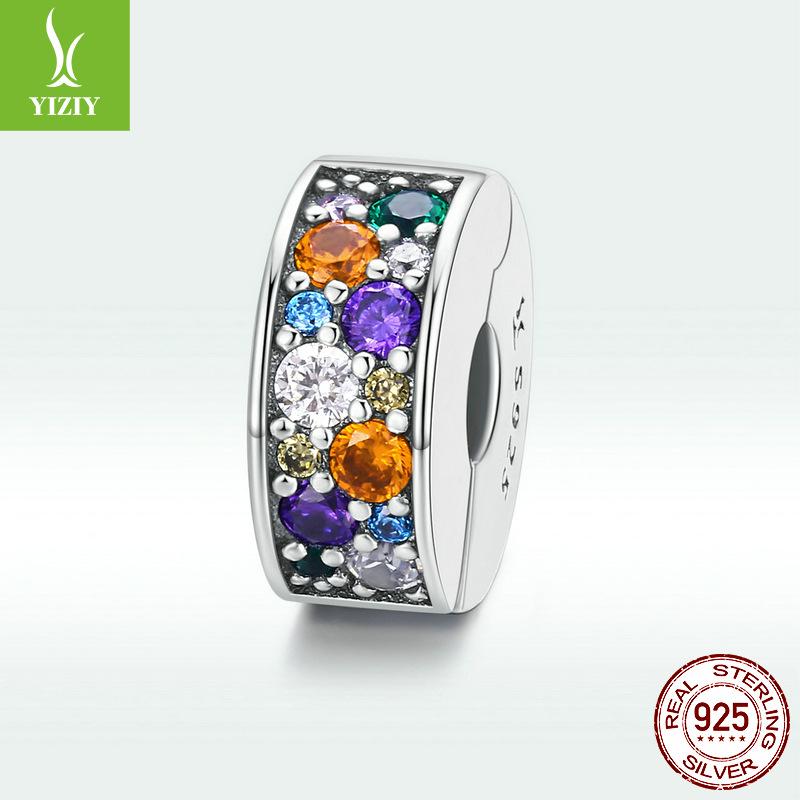 Colorful Garden Clip Buckle Beads, Colorful 3A Zircon 925 Silver Bead Accessories Scc1609