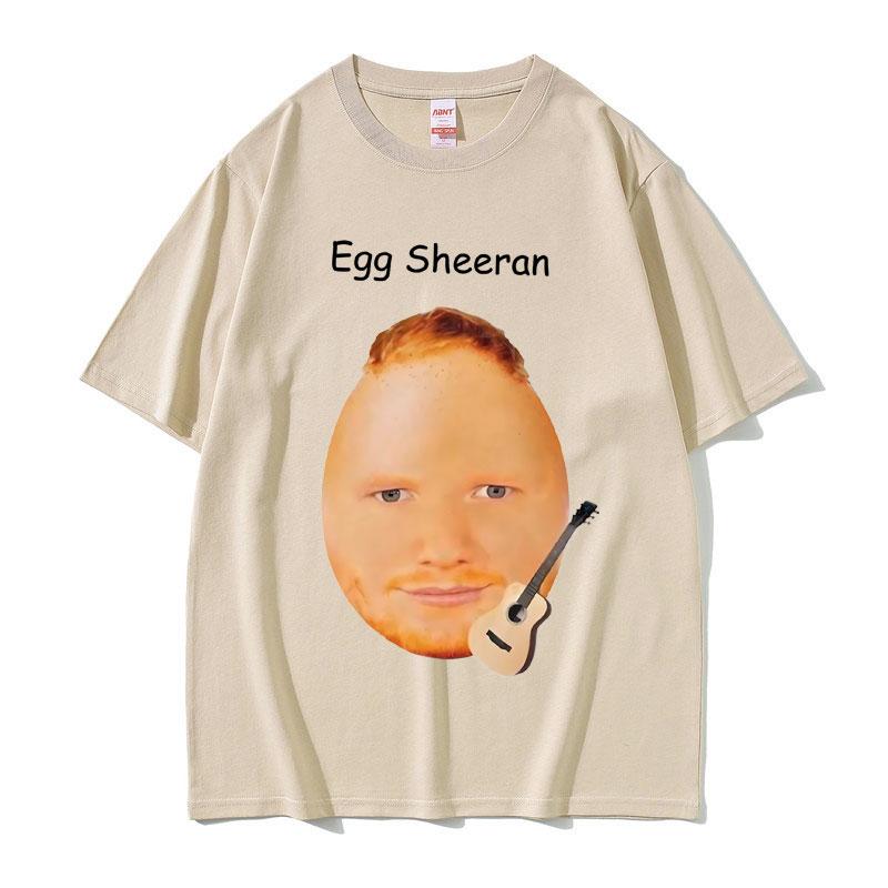 Egg Ed Sheeran Funny Meme T-shirt for Men and Women, Fashionable and Casual, Oversized Cotton Round-neck Short-sleeved
