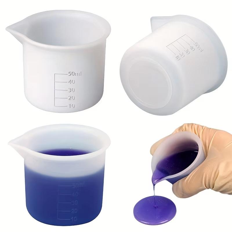 5Pcs Set 50ml Silicone Measuring Cup Tools Round Silicone Mold Clear Graduated Epoxy Split Cup DIY For Casting Resin Mold Art