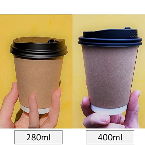 Niche Plus Latte Art Double-Walled Cups, Unbleached Craft (400ml), with Lids (Openable), Set of 10