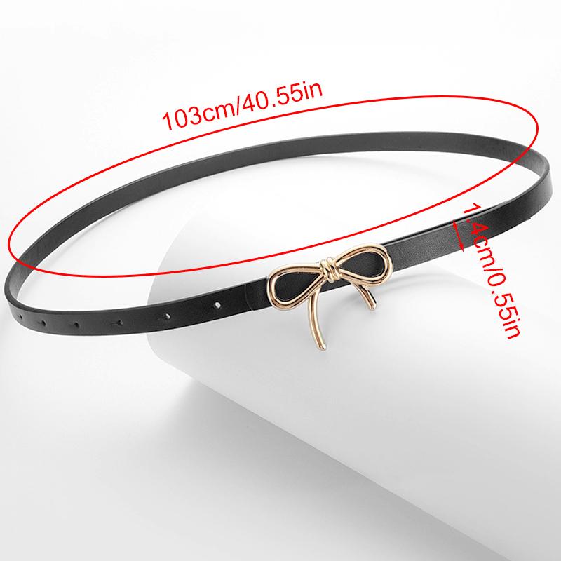 1Pc Women's Solid Color Metal Buckle Skinny Ladies Dress Thin Waistband Waist Belt PU