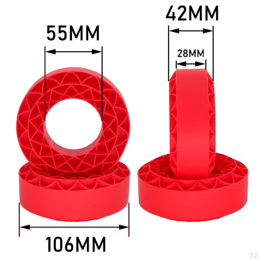 4 Pieces Silicone Rubber Inserts 1.9inch Tires Foam Insert Replacements 106x42mm for 1/10 Scale RC