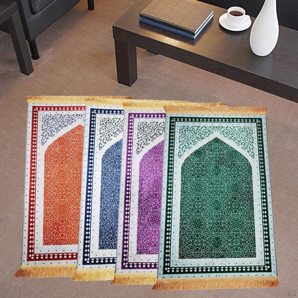 Classic Islamic Praying Mat Polyester Embroidered Wedding Decor Rectangular Velvet Prayer Rug for