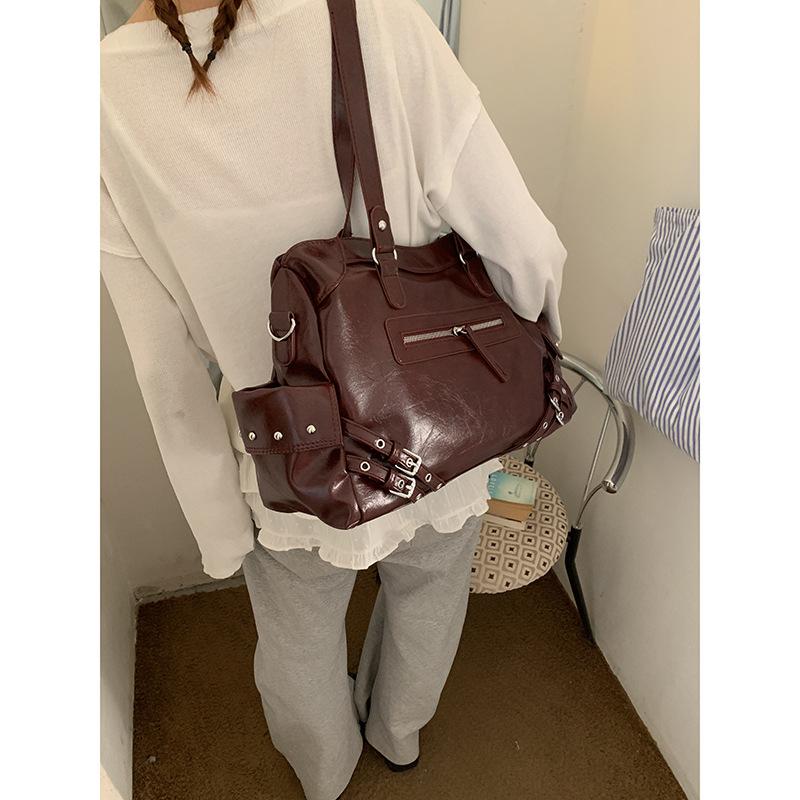 

Ретро сумка высокого класса большой вместимости, простая сумка-тоут, сумка-мессенджер на одно плечо вино красного