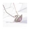 Pink Swan Necklace Titanium Steel Rose Gold Diamond Clavicle Chain Gift for Girls NewH