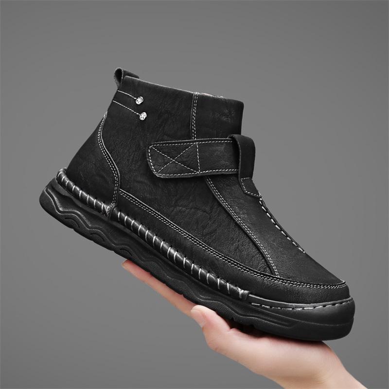 Men's Leather Boots Zipper High Top Casual Shoes Sneakers 39-48