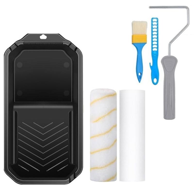 Small Paint Roller Set Includes Microfiber Rollers Touches Up Multipurpose Tray Home Accessory for Wall Painting