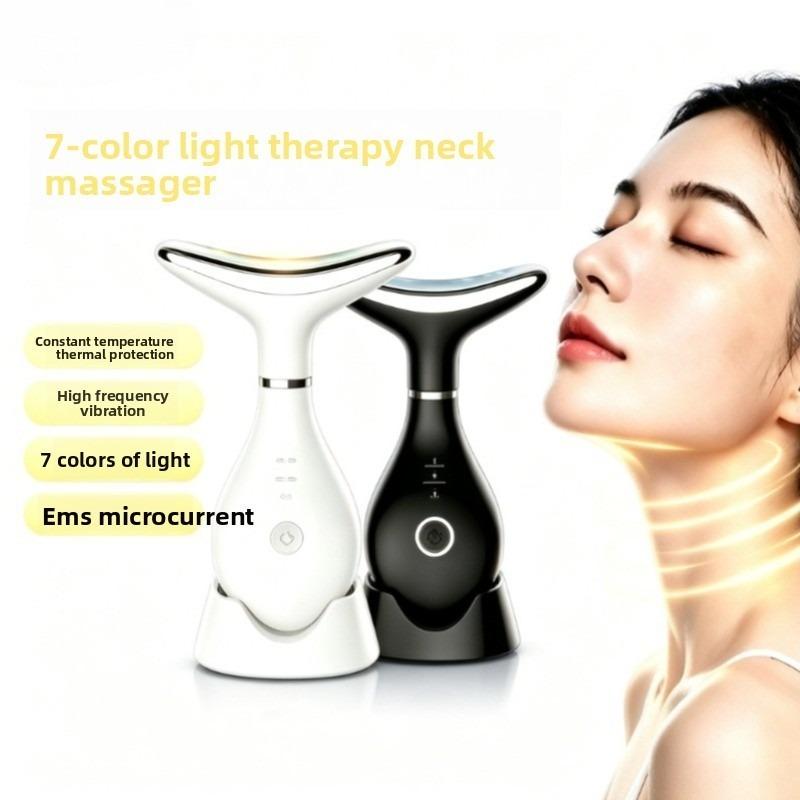 EMS Microcurrent Neck Beauty Device Color Light Skin Tightening Massage Instrument Home Care Tool for Reducing Neck Wrinkles