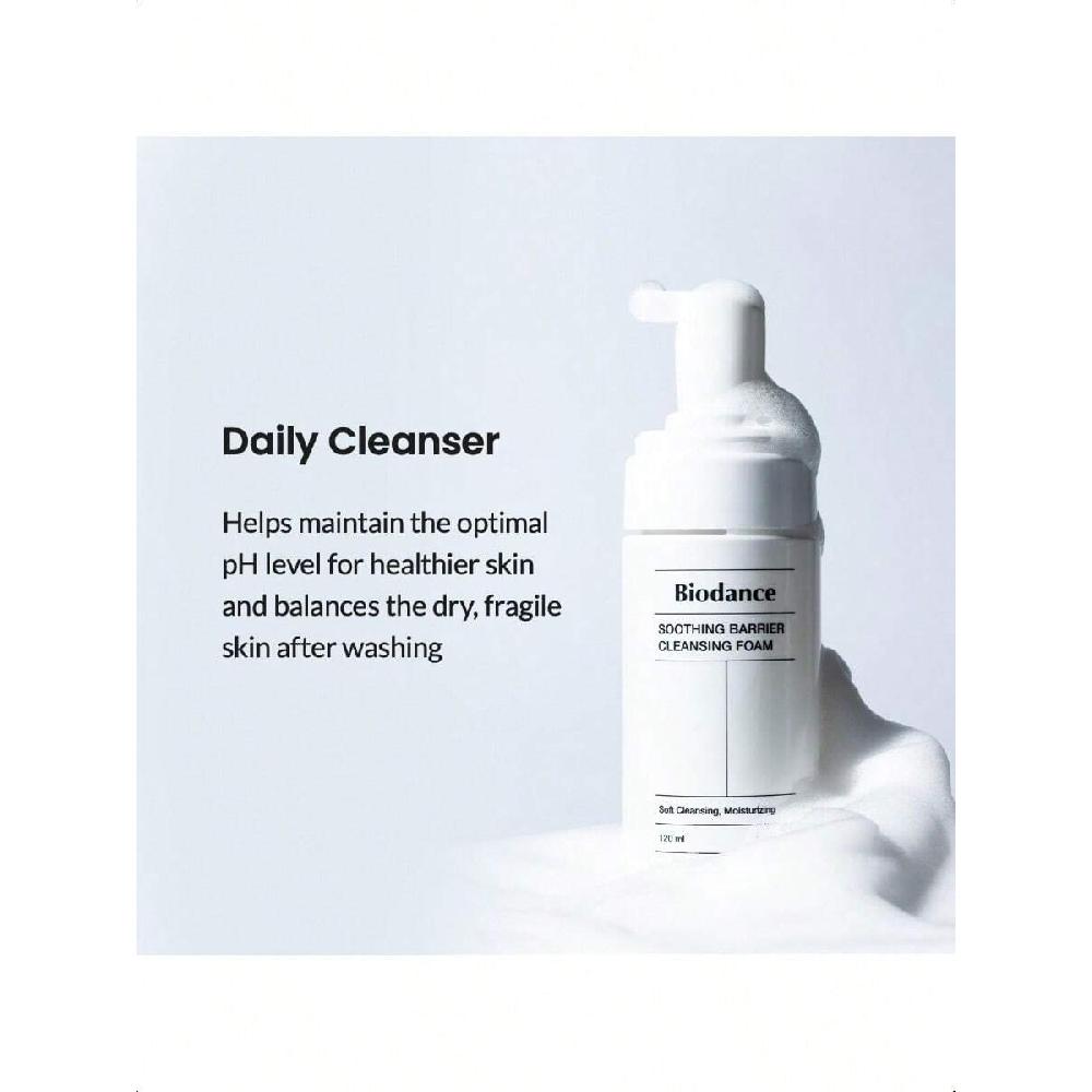 Biodance Schiuma Detergente Lenitiva Barriera 120ml Schiuma Microbolle, Detergente Viso Delicato e Lieve