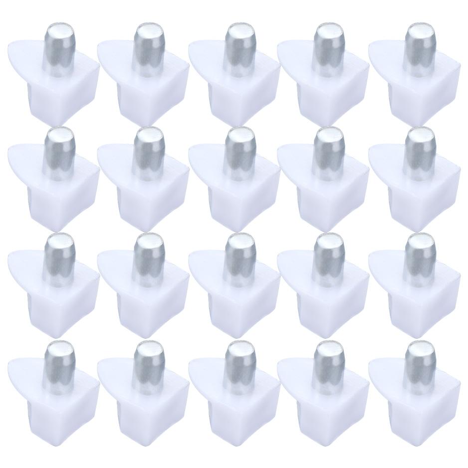 20 Stück Regalbolzen mit Metallstiften zur Unterstützung von Regalböden, Trennwänden und zur Befestigung an Schränken und Holzmöbeln