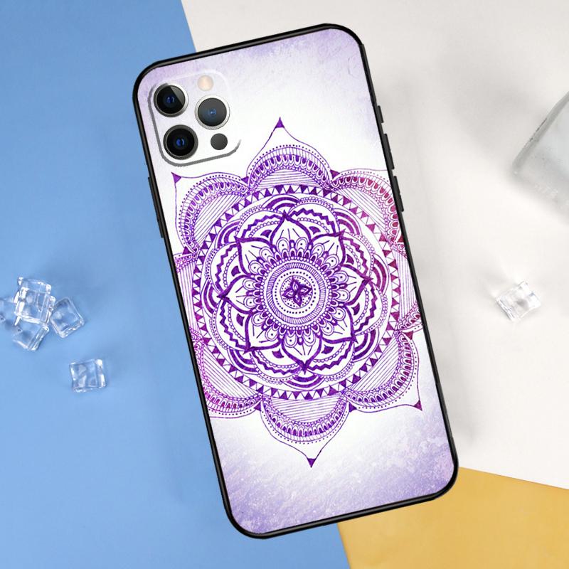 Indian Floral Henna Mandala Phone Case For iPhone 16 Pro Max 12 13 Mini 11 14 15 Pro Max XR 16 15 Plus 16e Cover Shell
