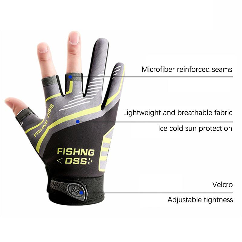 Fishing Gloves Men Summer Three Finger Cut Gloves For Fishing Sun Protection Male Anti-Slip Cycling Drive Breathable Thin Gloves