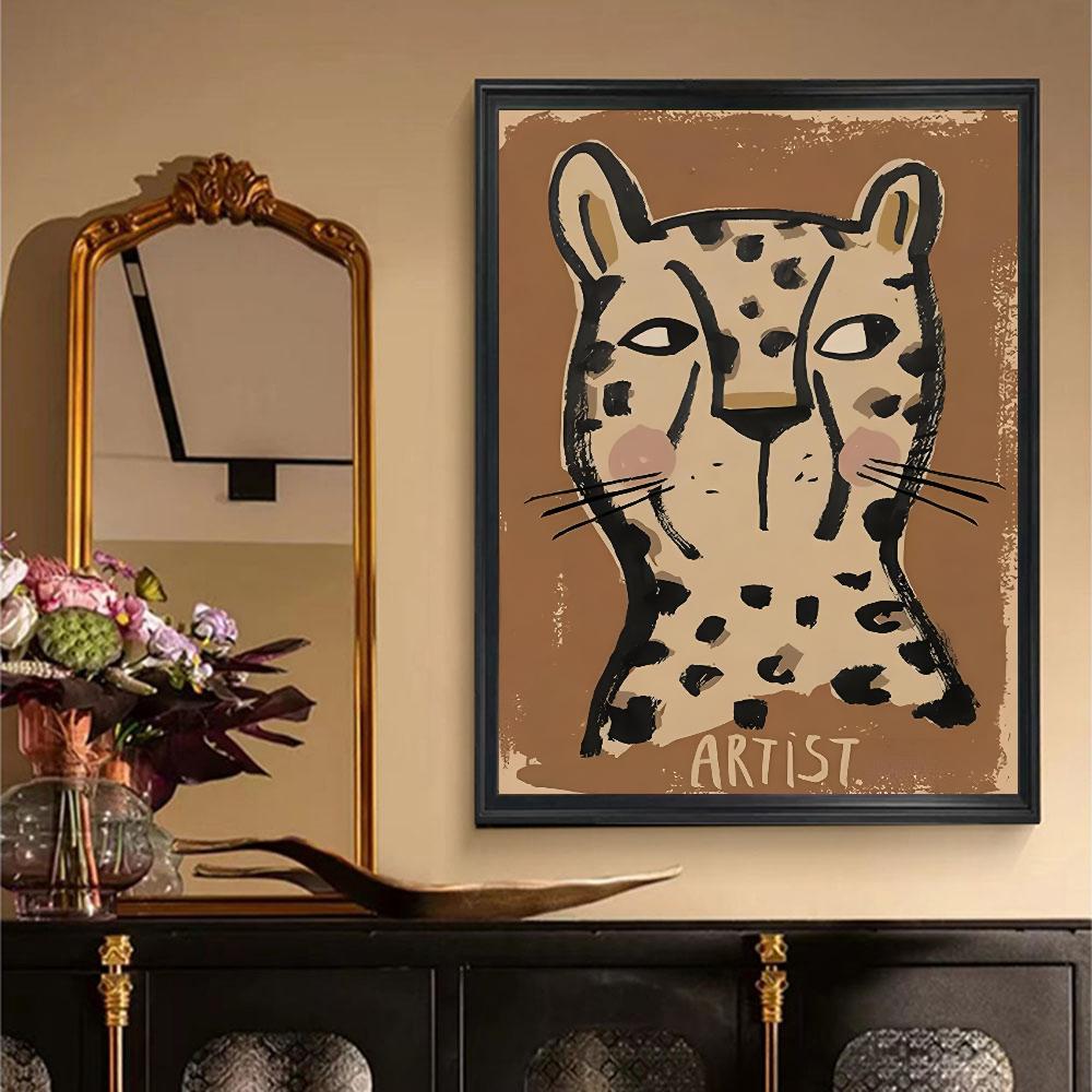 1pc Abstract Leopard Rabbit Bear Tiger Mouse Rainbow Funny Poster HD Posters Home Room Bar Cafe Decor Art Wall Painting Picture