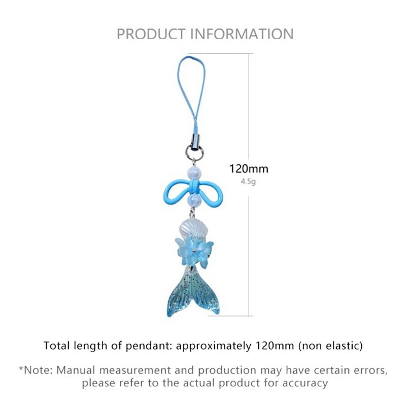 Sweet And Cool Girl Sakura Mermaid Harajuku Style Acrylic Laser Bow Mobile Phone Chain Guben Chain Pendant