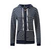 Striped Hooded Sweatshirt for Women Long Sleeve with Pocket and Zipper Drawstring