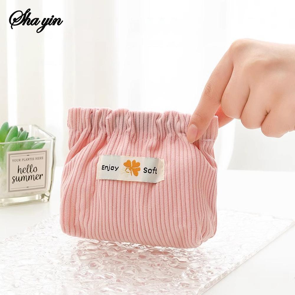 1PC Corduroy Clover Storage Bag Handheld Bag Bullet Storage Bag Lipstick Cosmetics Storage Bag Convenient Mini Wallet