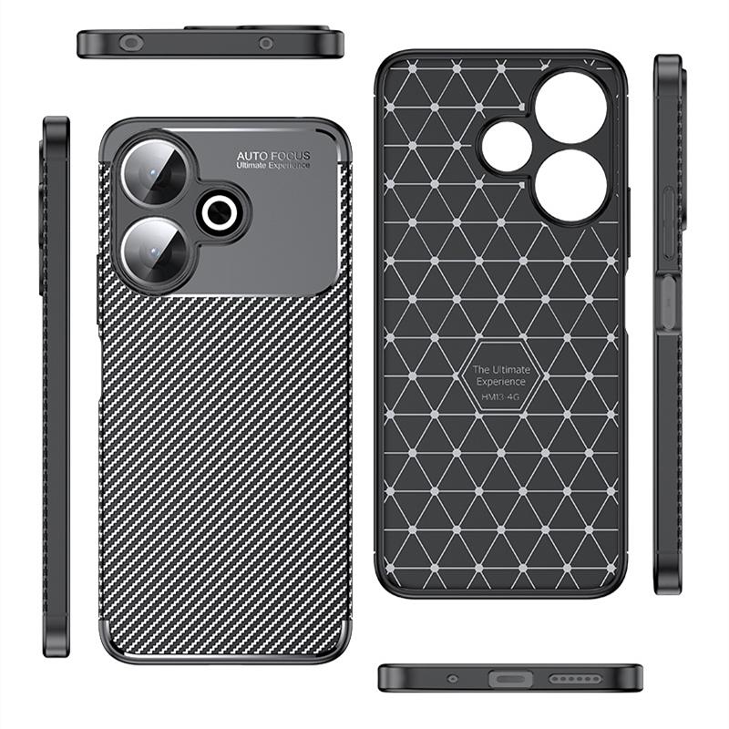 Für Redmi 13 Hülle Abdeckung Xiaomi Redmi 13 Redmi13 Capas Stoßfest Kohlefaser Objektivschützende Stoßstange Weiche TPU Fundas Redmi 13