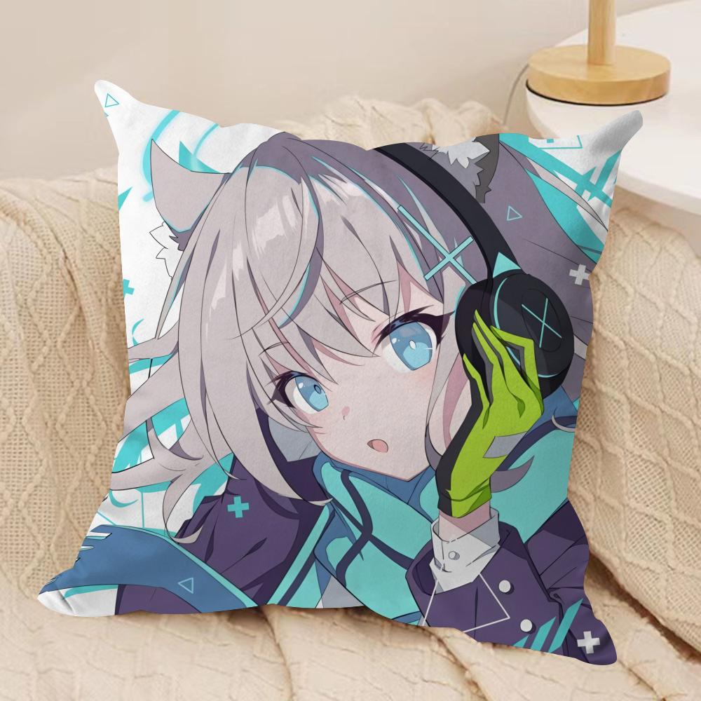 SSunaookami Shiroko Blue Archive Cushion Cover Silky Short Plush Invisible Zipper Dustproof Sofa Pillow Case For Home Decor