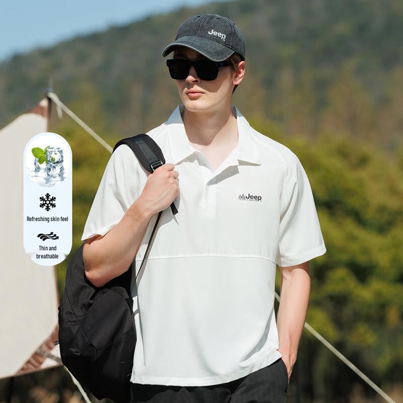 JEEP Men s Summer Lightweight Short Sleeve Polo Shirt L