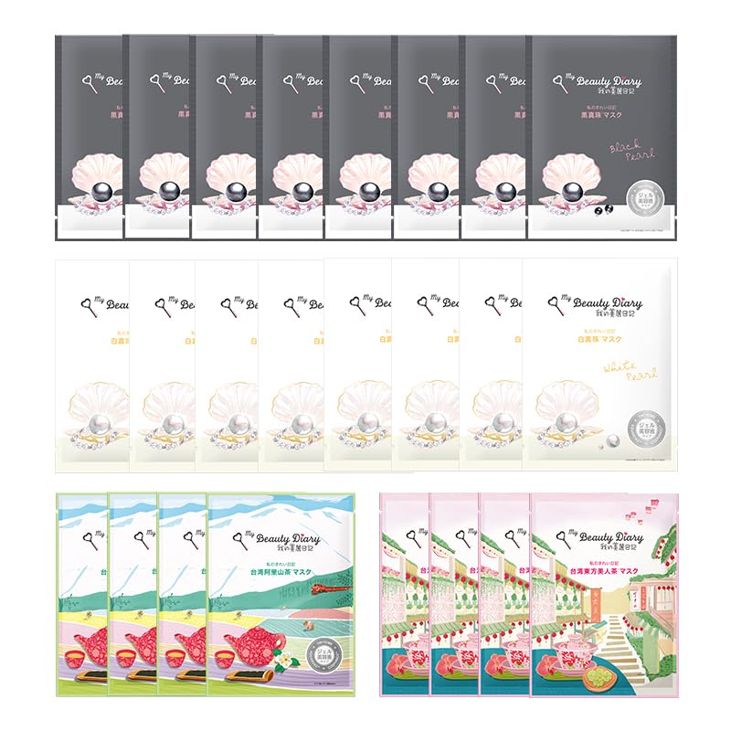 

Мой прекрасный дневник Жемчужная тайваньская чайная маска 24 листа Индивидуально Большая емкость и набор, Маски, В упаковке,