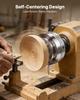 VEVOR Mandrino per Tornio per Legno da 4 Pollici, a 4 Ganasce, Autocentrante, Set Mandrino per Tornitura Legno con Filettatura 1" x 8TPI e Adattatore, 4 Ganasce Rotonde/Graduate/a Perno, Custodia