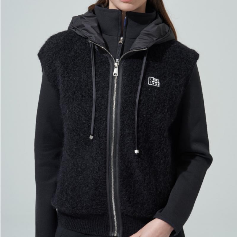 Blu Dot Soft Boucle Zip Hoodie Vest Bk