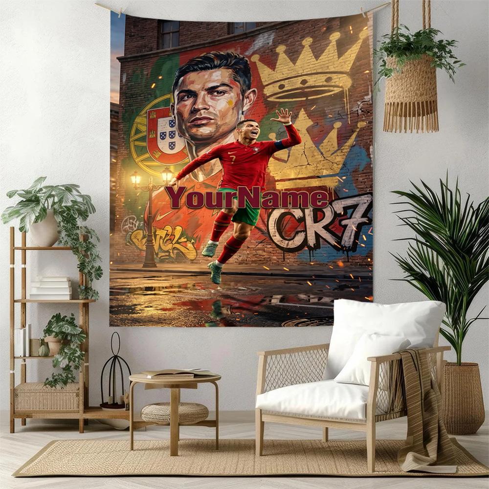 Cristiano Ronaldo Custom Your Name Wall Decor Tapestry Art For Pet Memorial Birthdaywedding Party Backdrop Family Gift