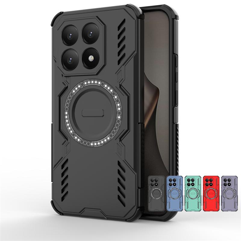 For Xiaomi 15T Case For Xiaomi 15T Pro Anti-knock Hard Armor Magnetic Adsorption Wireless Charge Back Cover For Xiaomi 15T Case